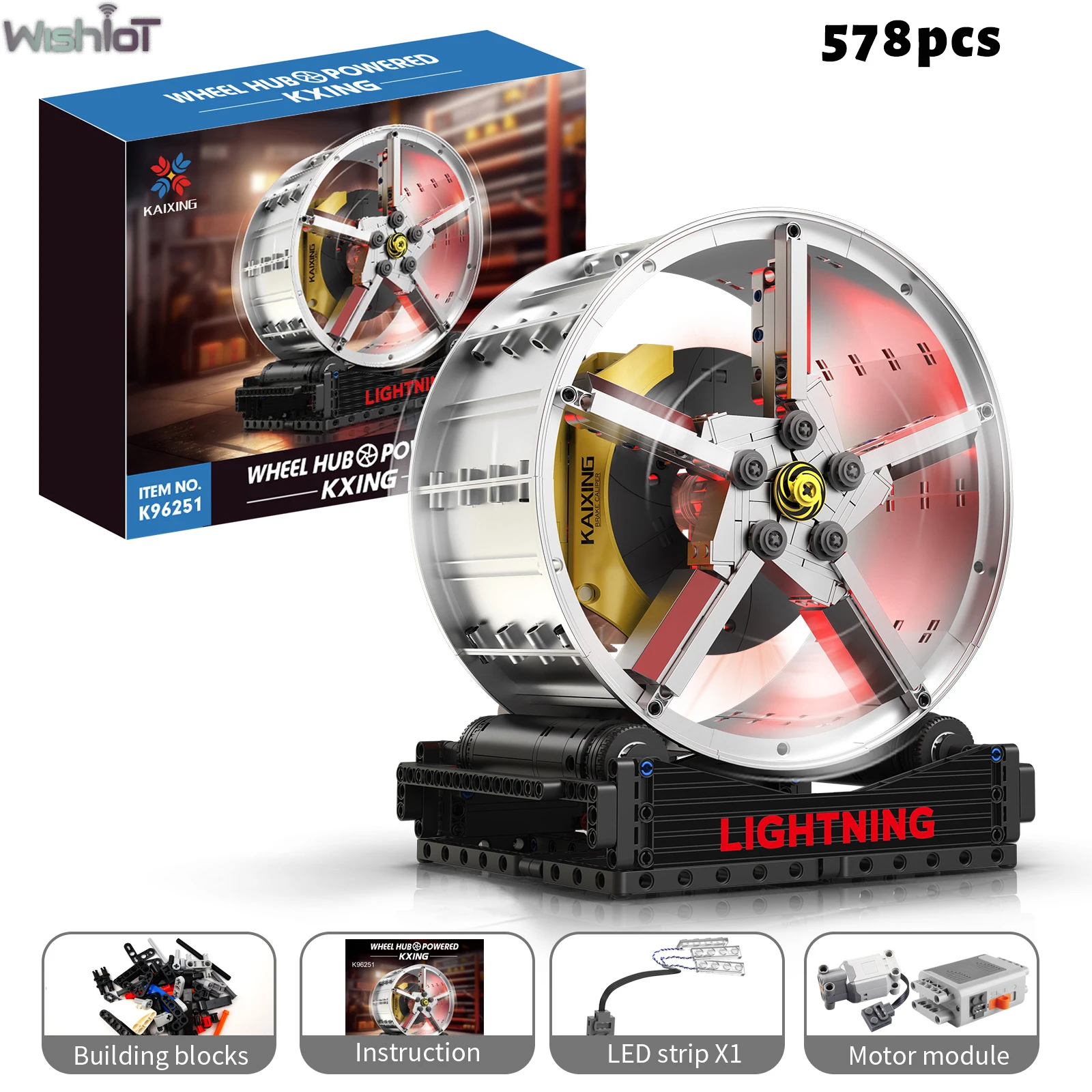 

578PCS Lighting Luxury Sports Car Wheels Building Blocks Simulation Model with Stand Motor Driven Desk Decor Assembly Toy Gift