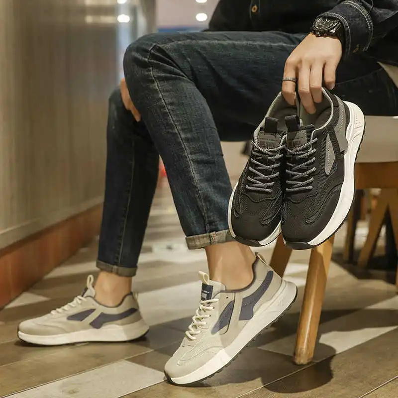 

Fall Drawstring Sneakers Beige Mary Jane Running Shoes Running Men's Moccasin Sports Technologies Loafers Leisure Boti