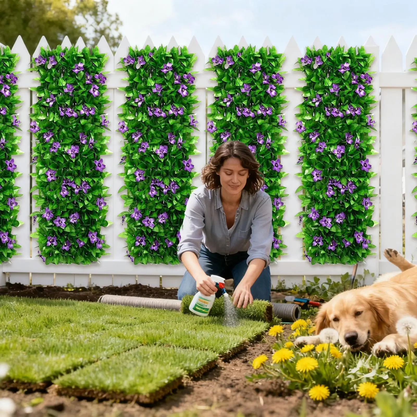 Greenery Wall Panels Fake Artificial Expandable Gardening Supplies With Flower Faux Hedge Fence For Home Hotel Restaurant