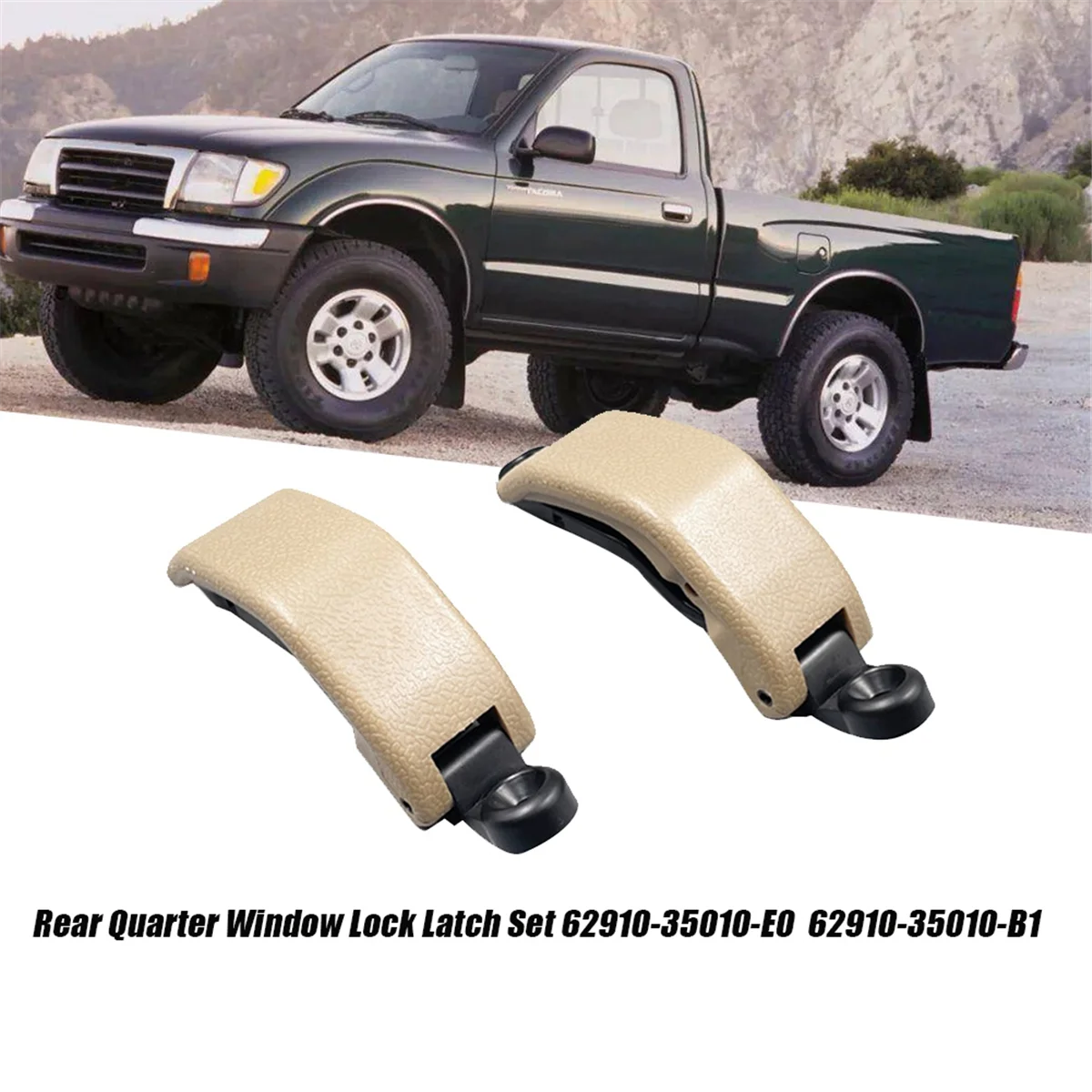 2PCS Car Rear Quarter Window Lock Latch Set 62910-35010-E0 for  Tacoma 1995-2001 Hilux 97-06 62910-35020-B0 Gray