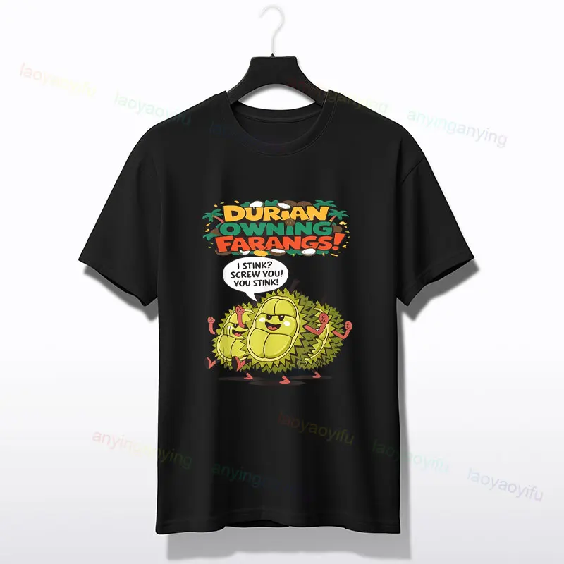 T-shirt grafica da uomo "Just A Boy Who Loves Durian" 100% cotone girocollo a maniche corte T-shirt stile umoristico Abbigliamento per tutte le stagioni