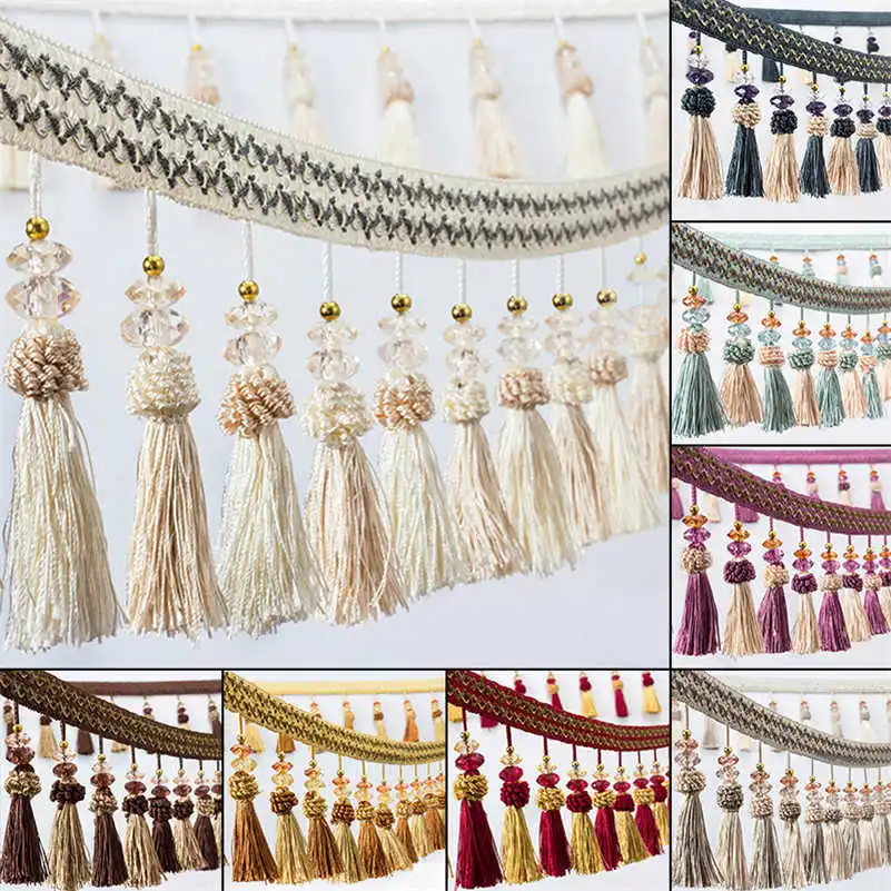 

1 M Crystal Bean Curtain Tassel Fringe Trim Diy Decorative Sewing Accessories