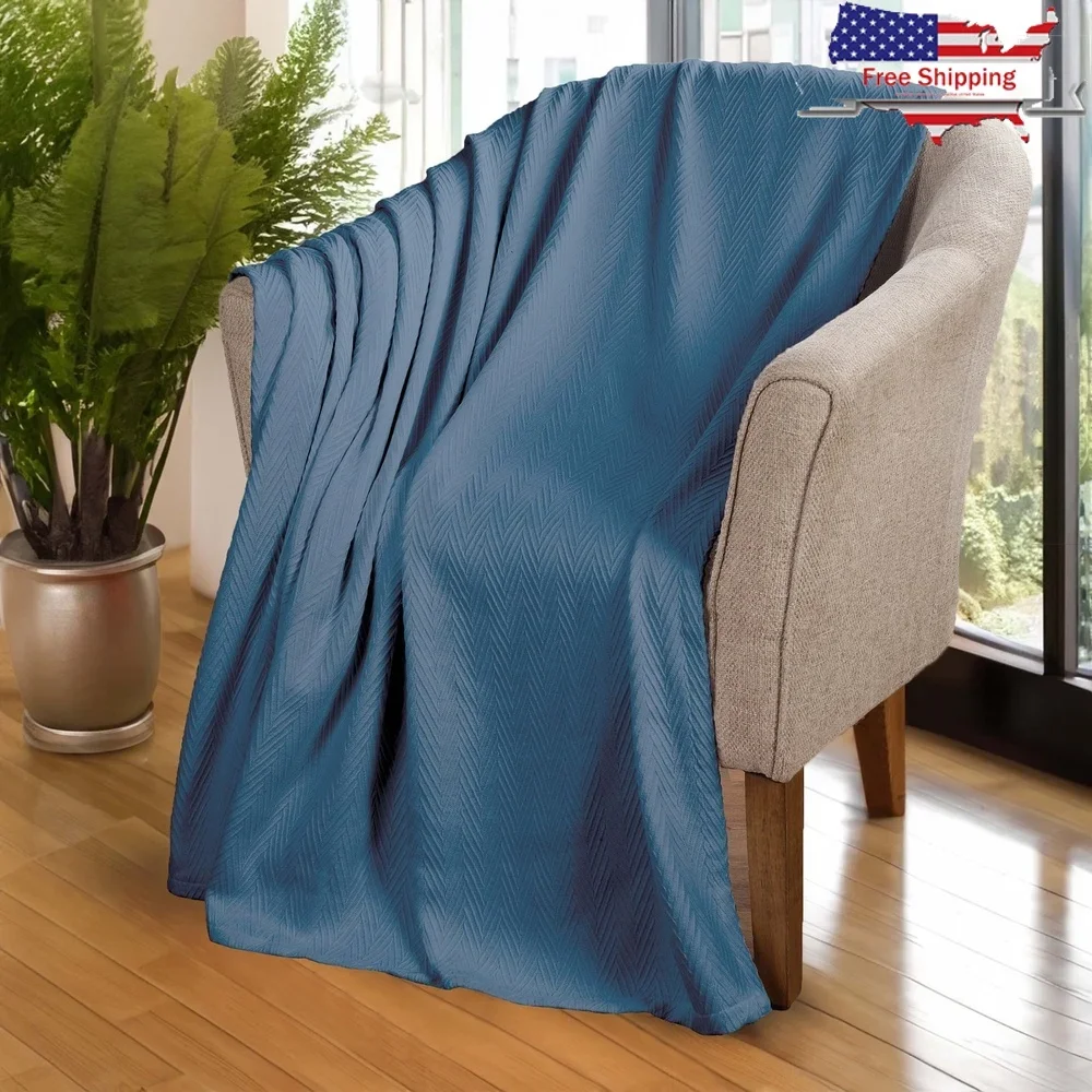 

All-Season Cotton Blanket Throw Metro Chevron Zig-Zag Design Cozy Comfortable Breathable Durable Soft Cotton Blanket Home Decor