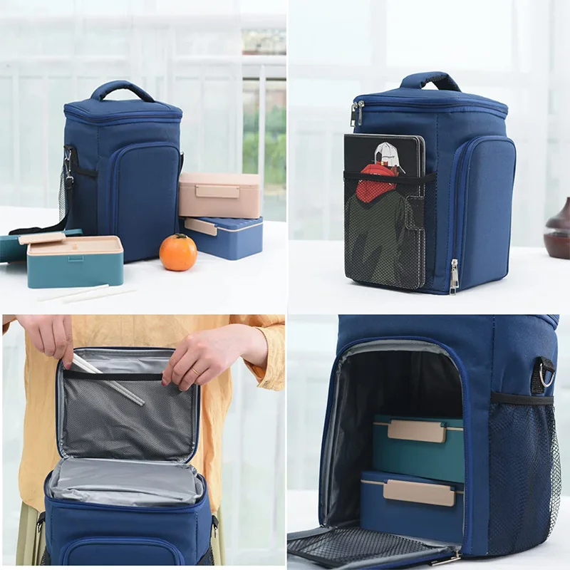 Large Capacity Food Thermal Lunch Bag for Women Kids Packed Bento Insulated Cooler Bags Portable Picnic Pouch Crossbody Handbags