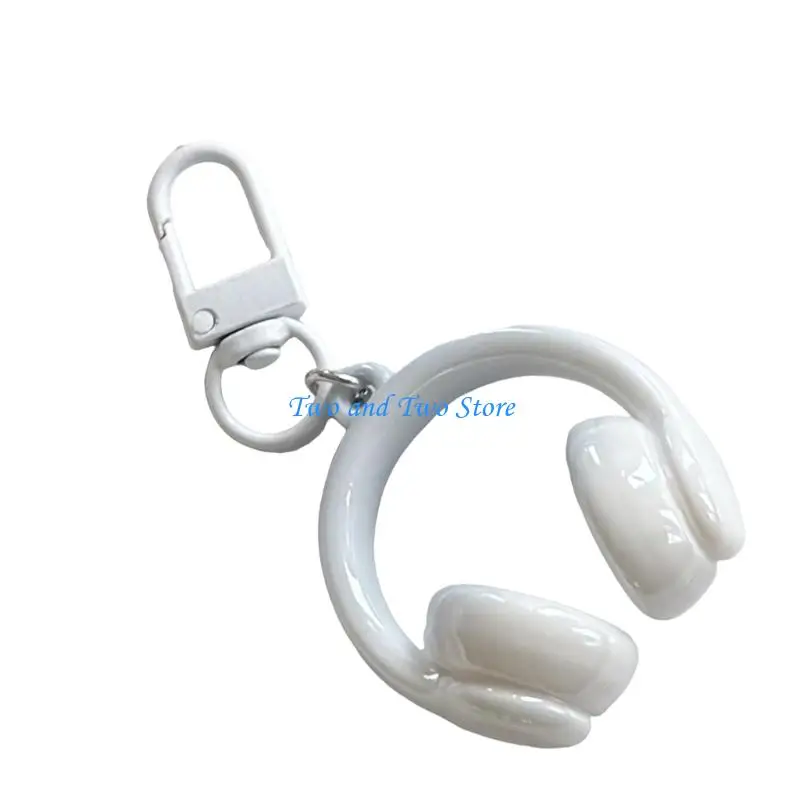 HX6F 3D Headphone Keyring Fashionable Resin Keychain Carabiner for Bags Backpacks