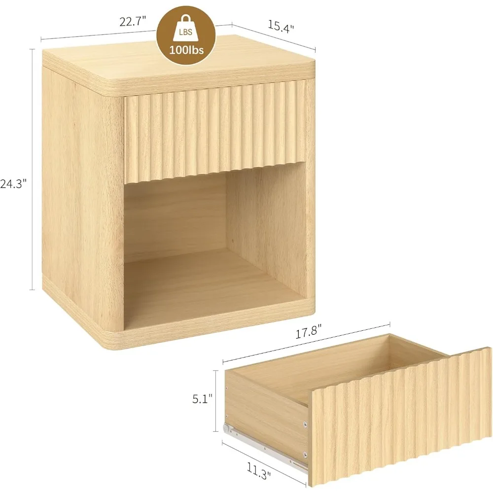 منضدة خشبية كبيرة على طراز المزرعة مع أدراج وتخزين لجانب السرير