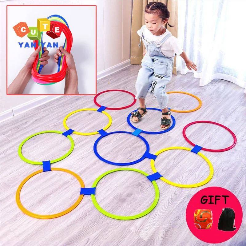 

Children Brain Games Hopscotch Jump Circle Rings Set Kids Sensory Play Indoor Outdoor for Training Sports and Entertainment Toys