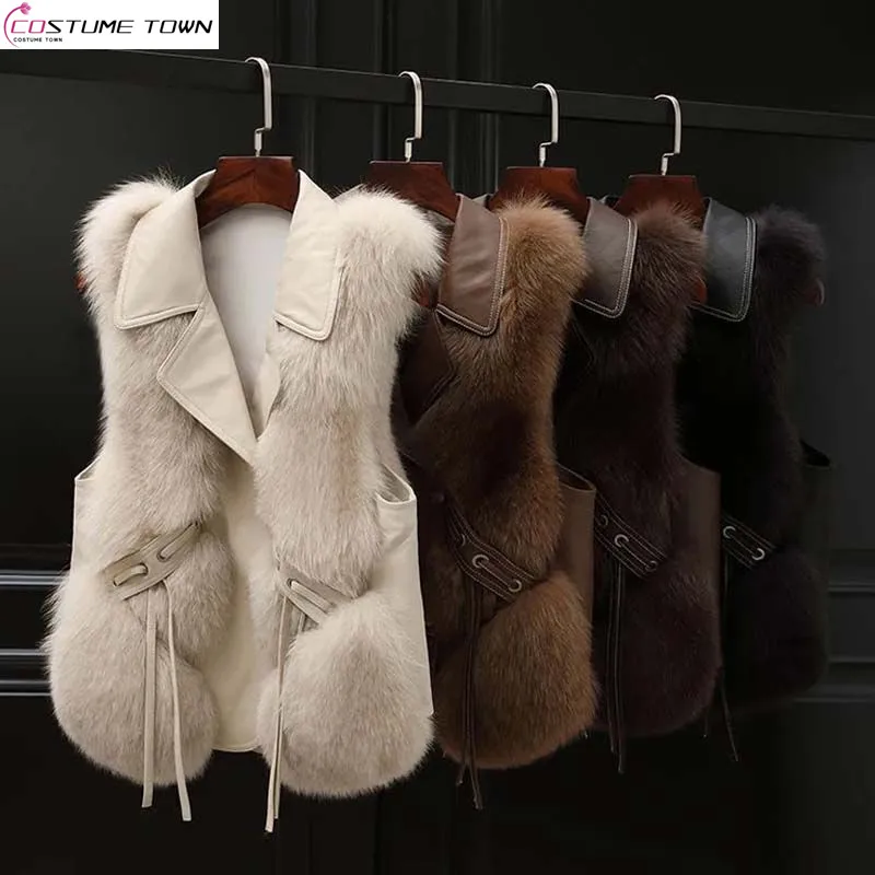 

Autumn and Winter Korean Edition Fox Fur Grass Women's Wear Autumn and Winter New High end Tank Top