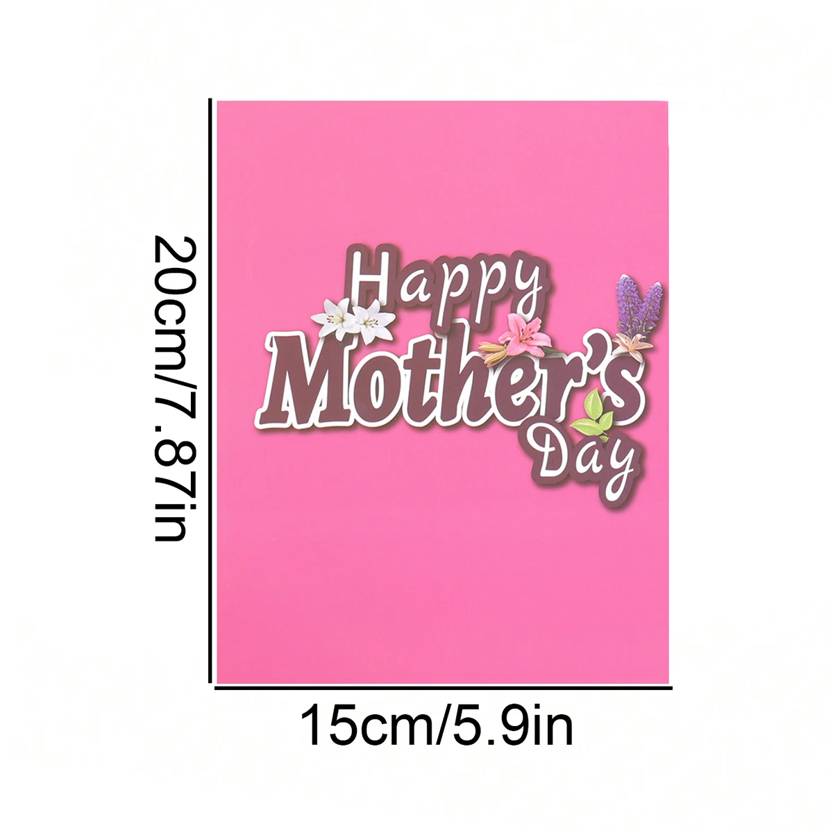 3D English Blessing Floral Pop-up Greeting Card, Writable Mother's Day Gratitude Card with Envelope Note,Holiday Gift for Mom