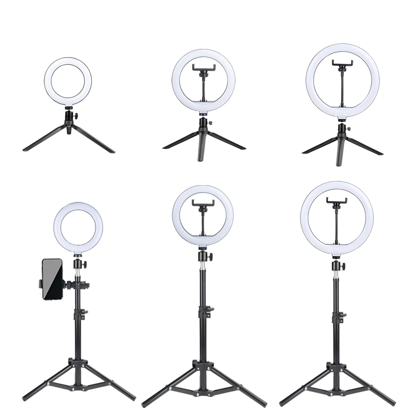 Anillo de luz de 6 a 14 pulgadas, 10 niveles de atenuación, 22 modos, luz de relleno profesional 3CCT/RGB con trípode y soporte para teléfono/iPad, para transmisión en vivo 6