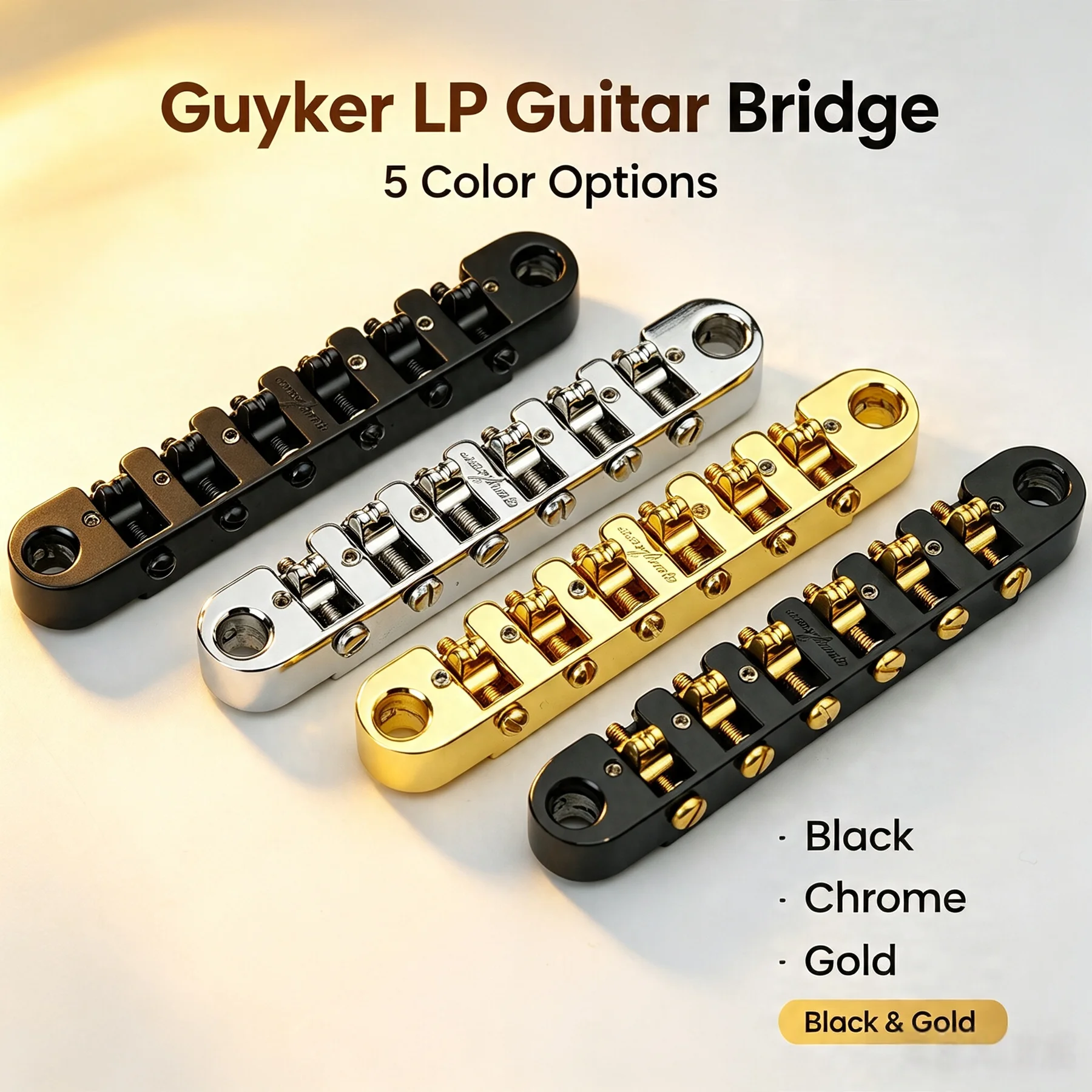 Guyker LP Guitar Bridge, Saddle Locking Tune-o-matic Bridge, for Les Paul Style Electric Guitar Hardware