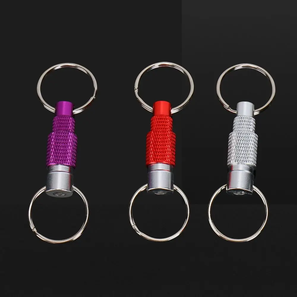 New Double Headed Quick Release Keychain 360° Rotation Retractable Clip Pull Apart Buckle Aluminum Alloy Mini Keys Fob EDC Tool