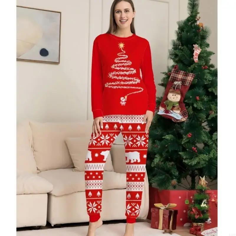 

L38E милые одинаковые рождественские пижамы для семьи, пар, владельцев собак, рождественский пижамный комплект для родителей и