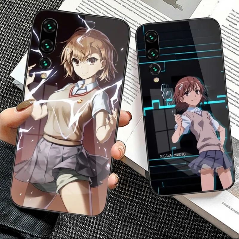 Anime Misaka Mikoto Phone Case for Huawei P50 P40 P30 P20 Pro Mate 40 30 20 Pro Nova 9 8 7 PC Glass Phone Cover Funda