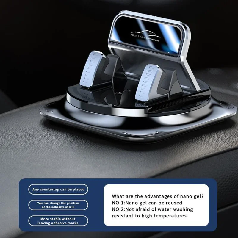 2 in 1 車載スマホホルダー ナンバープレート付き 多機能スマホホルダー 粘着式 安定 防振 車載ダッシュボード ナビゲーションブラケット 2025