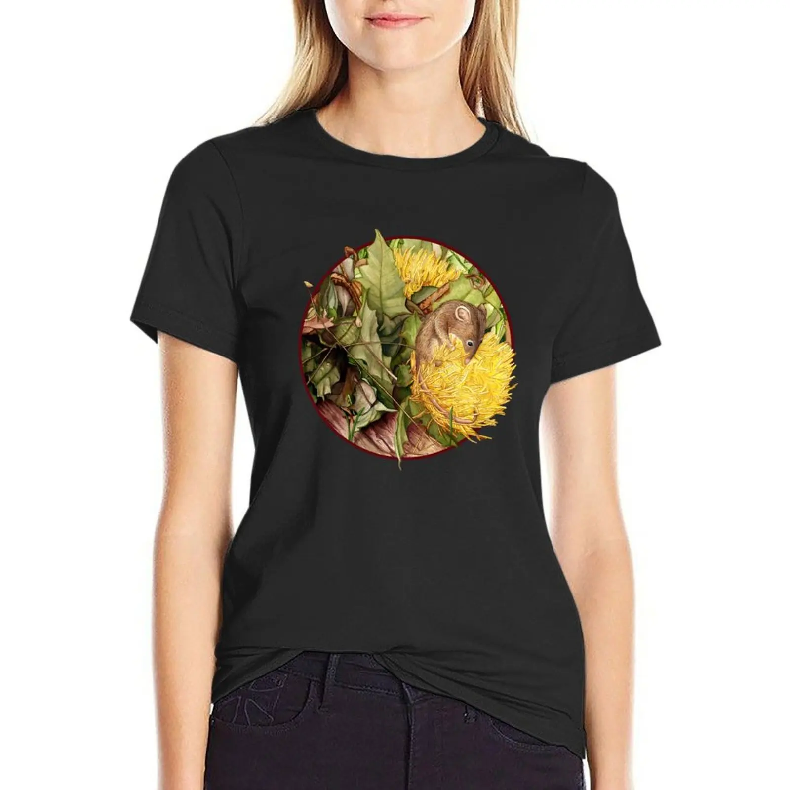 

Honey Possum in Dryandra T-Shirt funny blanks tops for Women