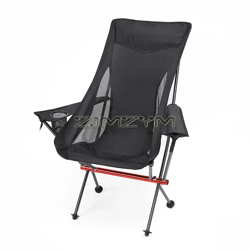 High Back Camping Chair, Portable Folding Chair with Cup Holder, Arm Rest, & Carry Bag; Supports up to 150kg, Black/Gray/Beige