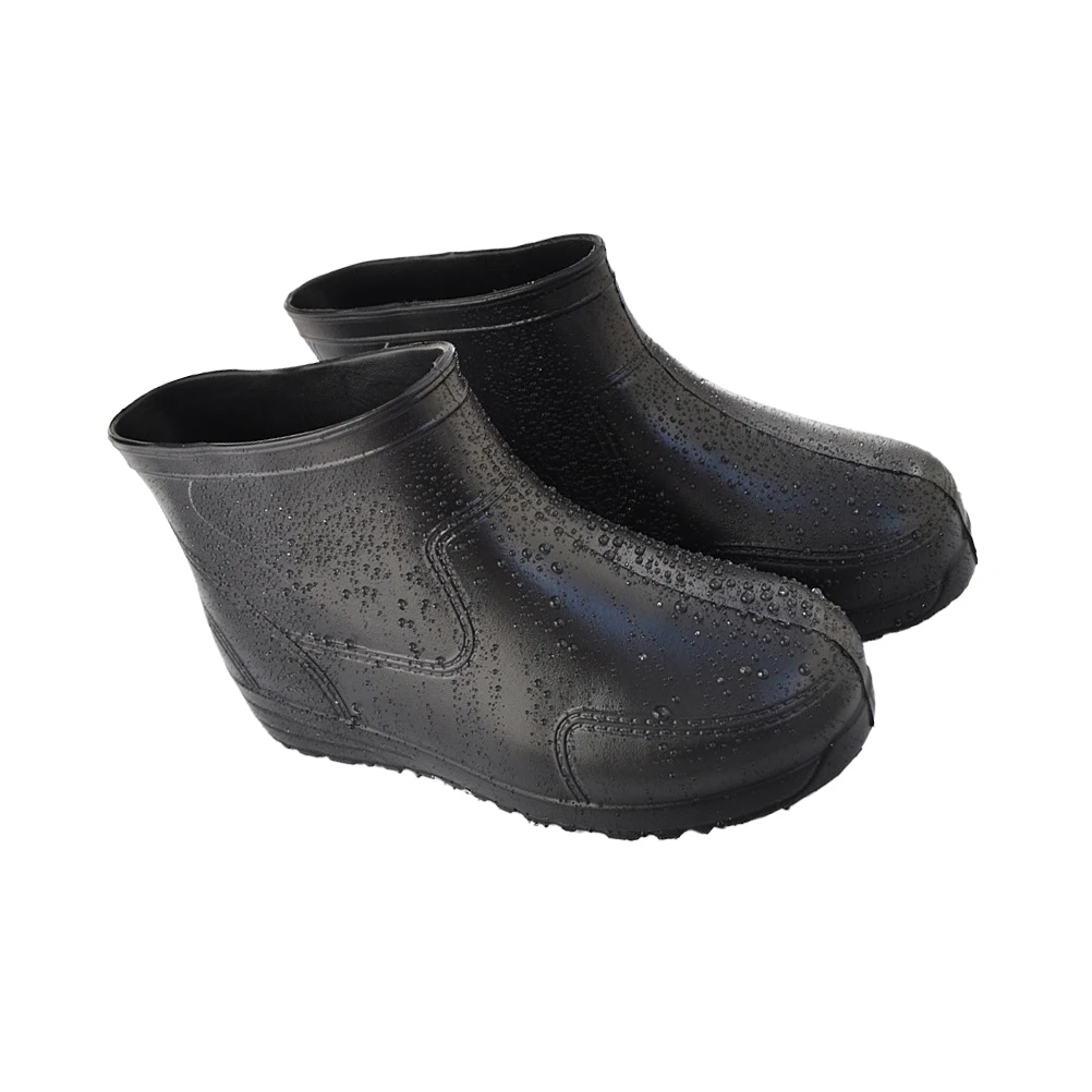 1 Paar tragbare, säure- und alkalibeständige Regenschuhe, Größe 40, schwarz, dicker Absatz, rutschfeste Sohle für Herren, rutschfeste niedrige Kanisterstiefel