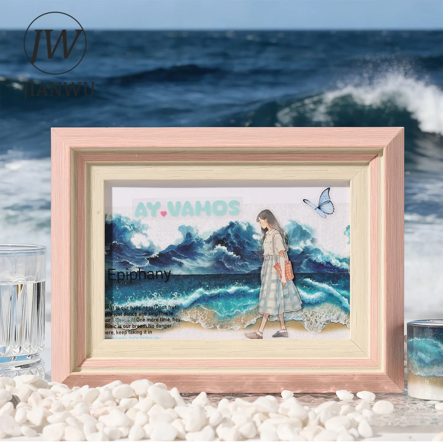 JIANWU 40mm*200cm Taśma PET w stylu vintage z motywem morskich fal, chmur i krajobrazu, do kolaży, scrapbookingu, kreatywnych projektów DIY, artykułów papierniczych do dzienników. — zdjęcie produktu 4