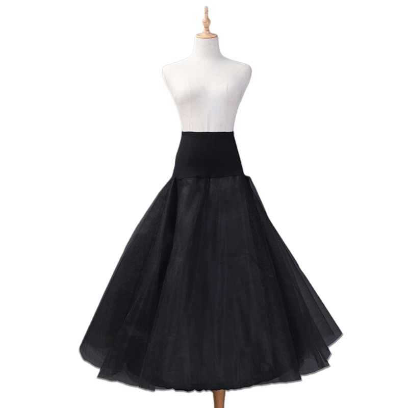 Womens wit 1 hoepel een lijn twee lagen petticoat bruids trouwjurk elastische wai