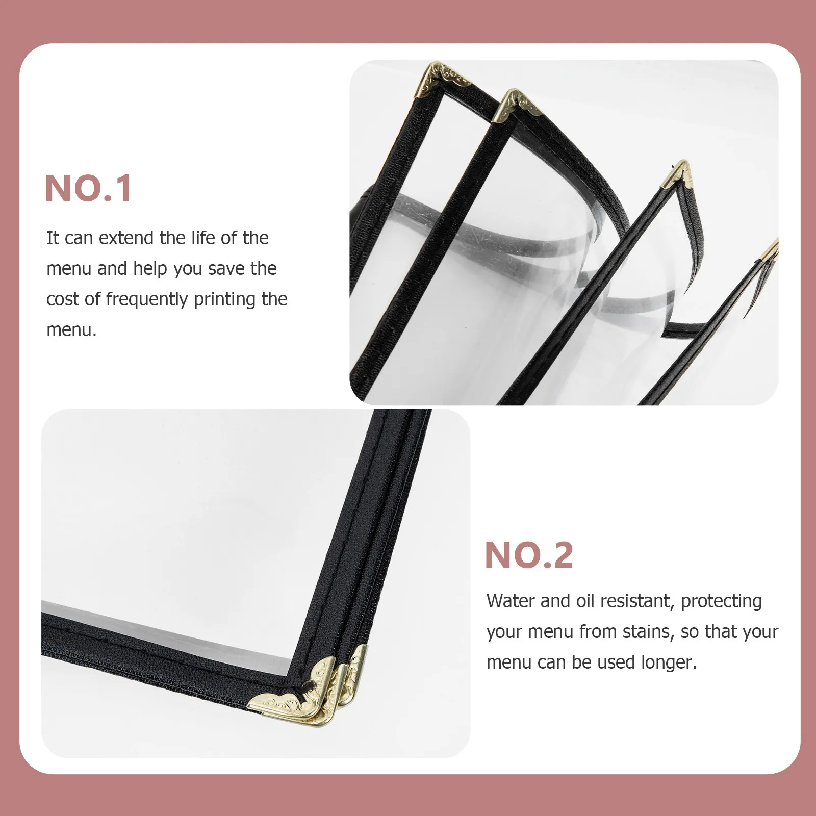 

Heavy Duty PVC Menu Cover Transparent Foldable for Restaurant Bar Hotel Cafe Menu Protection Water Resistant Easy