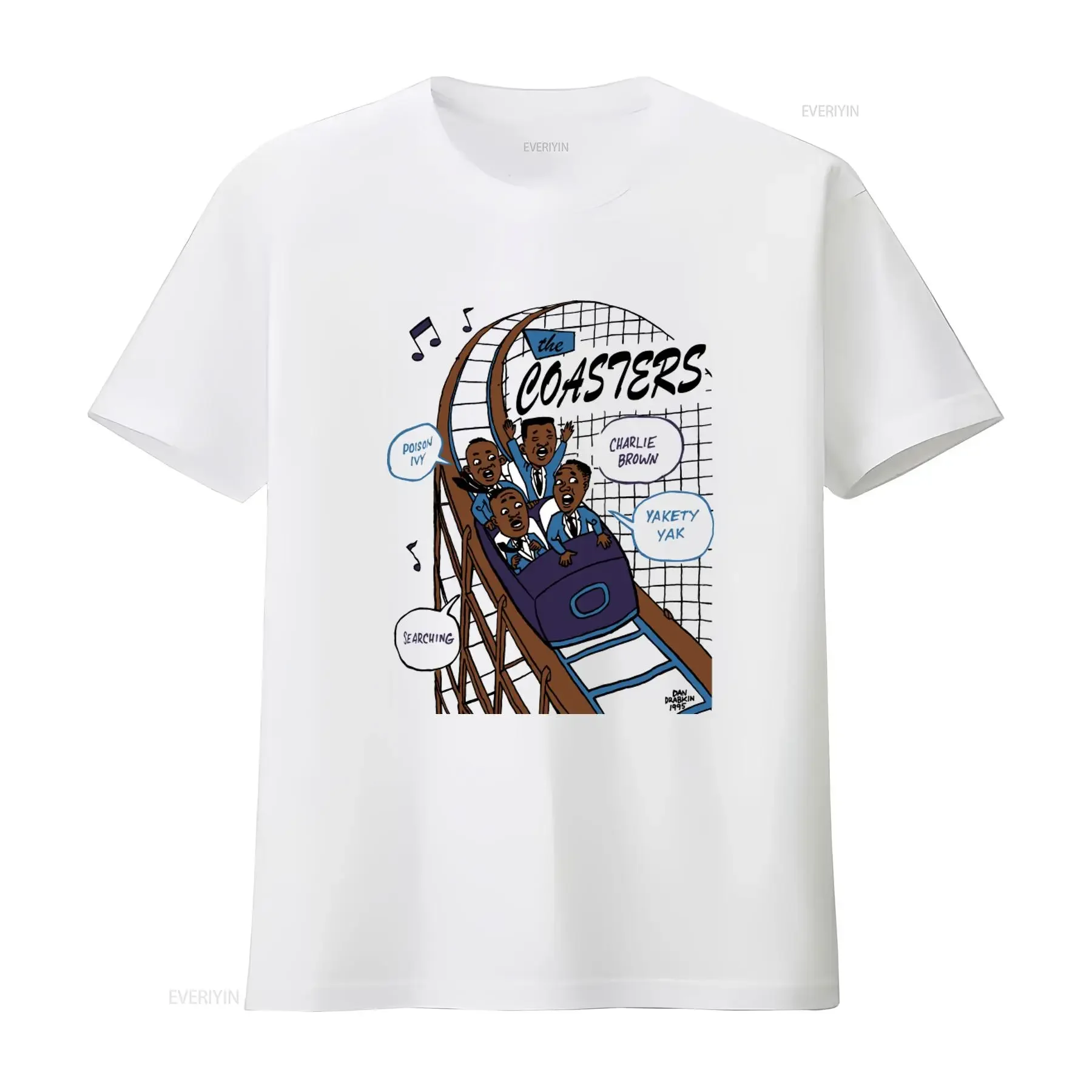 Vintage Retro The Coasters Rollercoaster Music Band T Shirt R B Doo Wop 1950s Style Rock n Roll vintage Washed fashion