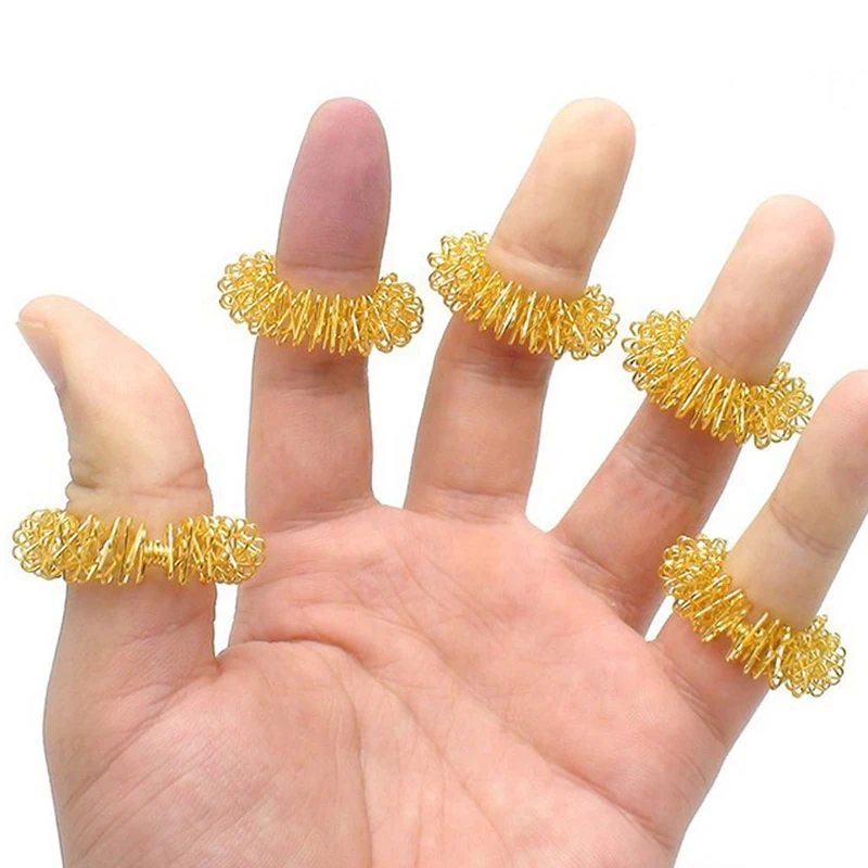 10pcs Stainless Steel Finger Massage Ring Acupuncture Ring Therapy Relax Blood