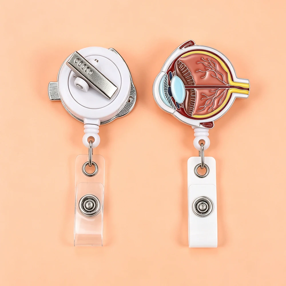 Porte-carte d'identification rétractable avec emblème anatomique de l'œil, accessoires médicaux, cadeau pour ophtalmologistes et infirmières