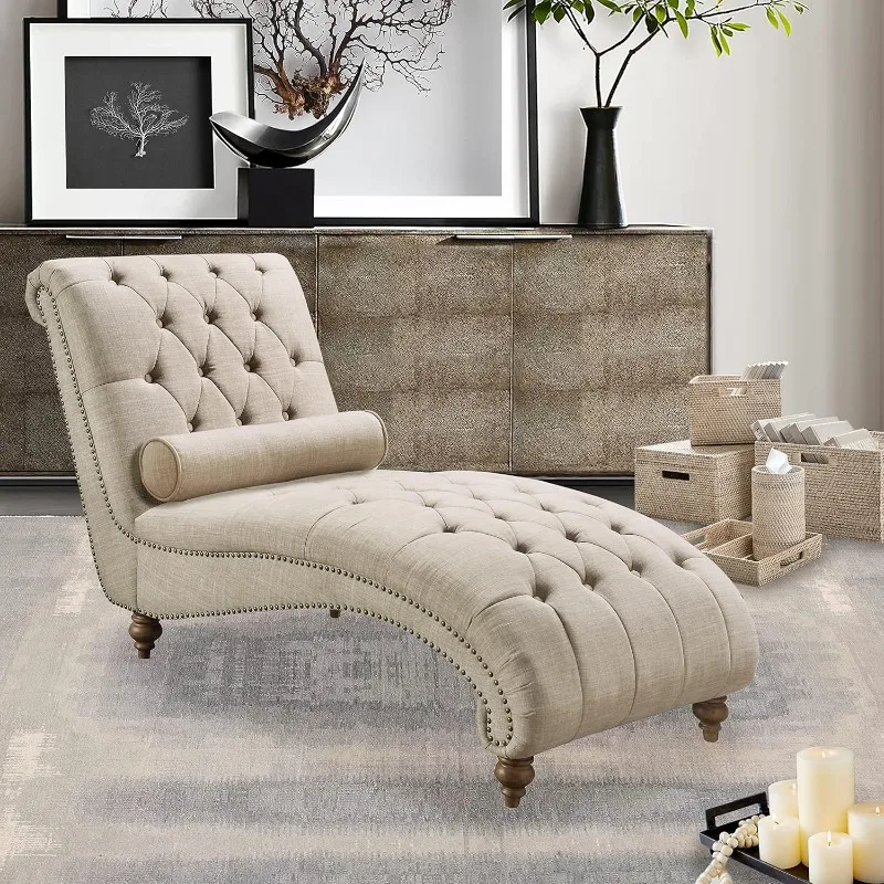 Leavitt Living Room Chairs with Padded Seat Sleeper Comfy for bedrooms Lounge Chaise, Standard, Pearl Beige