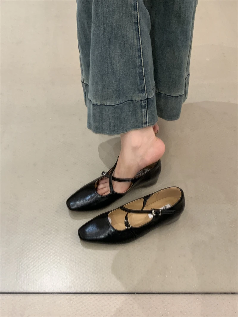 

Elegant Ladies Pointe Toe Belt Strap Shoes Barefoot Velvet Mary Janes Women Daily Office Loafers Slip On Mocasines Ballets Mujer