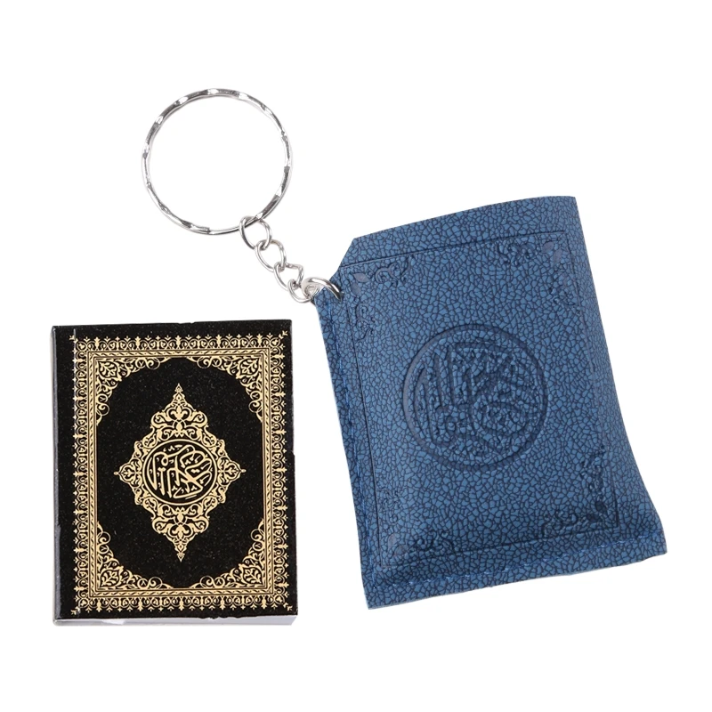 Creative Super Mini Arabic Quran Book Keychain Pendant PVC Storage Bag Cute DIY Real Paper Can Read Muslim Jewelry Decoration Gi