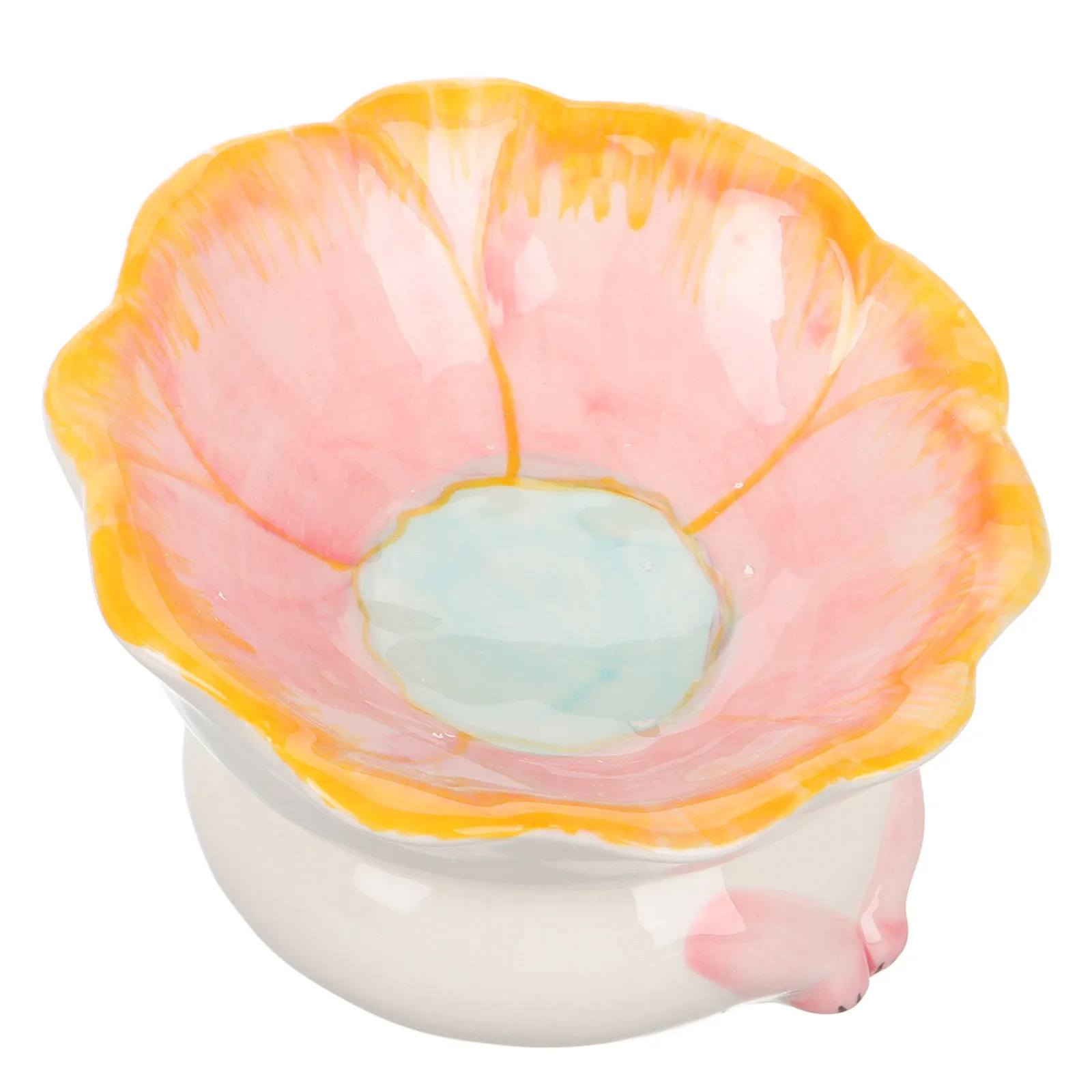

Ceramic Jewelry Storage Box Pink Floral Design Compact Jewelry Organizer Tray for Rings Earrings Bracelets Vanity Display