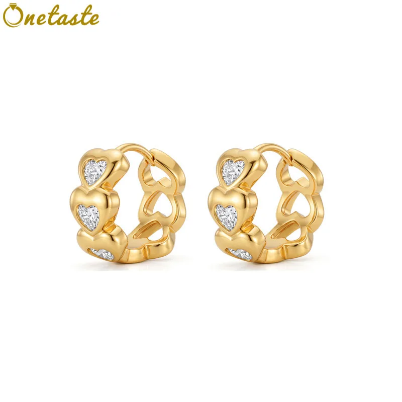 925 Sterling Silver Cubic Zirconia Heart Circle Huggie Hoop Earrings For Women Trendy Lightweight Stack Small Earring Party Gift
