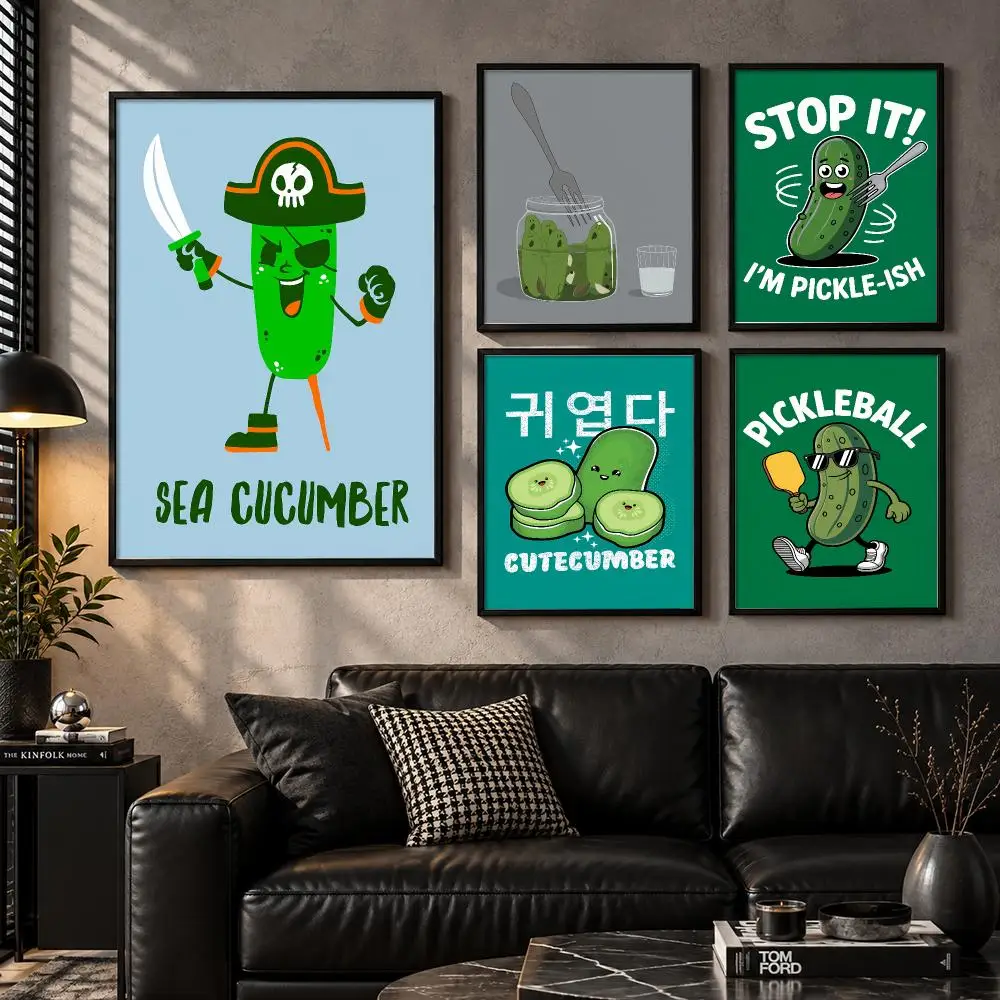 Cucumber Pickle Art Poster Wall Art Sticker For Living Room Bedroom Bar Home Decor Mural Painting Decoration