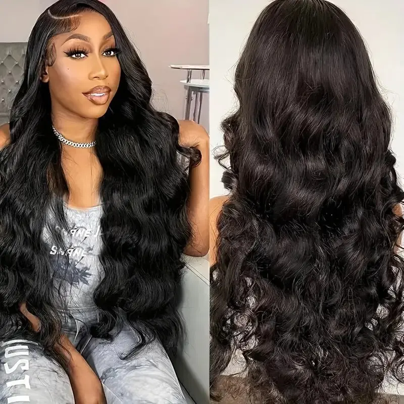 Rosabeauty 250% Density Body Wave 13x6 HD Human Hair Wig Lace Front Water Wave Wigs 13x4 Transparent Glueless Prepluck 40 Inches