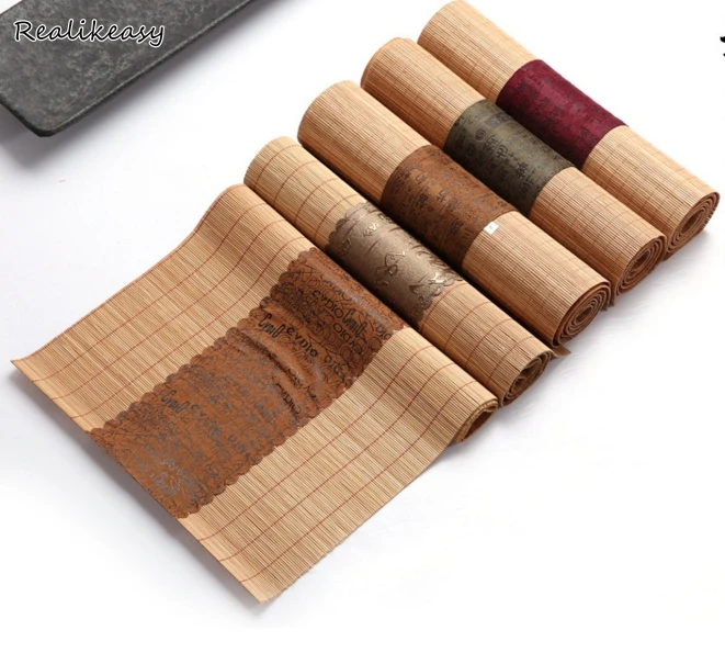 Vintage Chinese Style Bamboo Table Runner Tea Mat Tea Set Accessories Tablecloth For Wedding Dining Room Party DecorationsLFB195