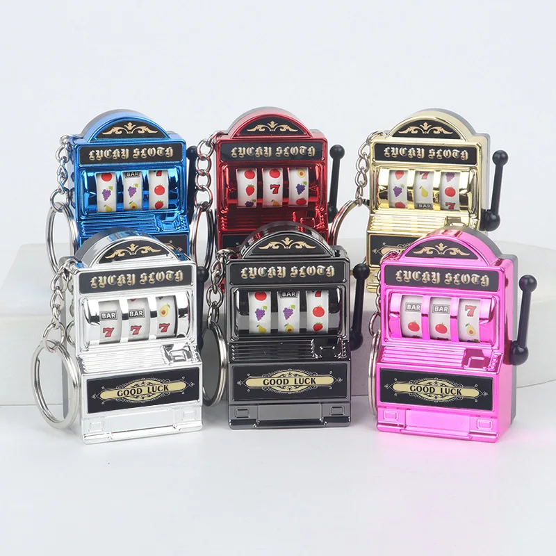 Mini porte-clés machine à sous créative, gadget de poche amusant, jeu d'arcade, fruit chanceux, jackpot, jouet anti-stress