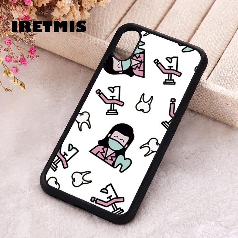 Iretmis Phone Cover Case For iPhone X XS Max XR 11 12 13 PRO MINI 14 15 16 Plus Rubber Silicone TPU Dentist Pattern