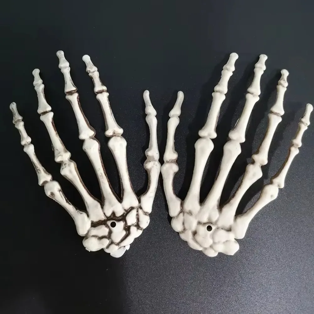 1 Pair Halloween Skeleton Hands Realistic Life Size Plastic Human Bone Props Scary Spooky Party Decoration Haunted House Decor