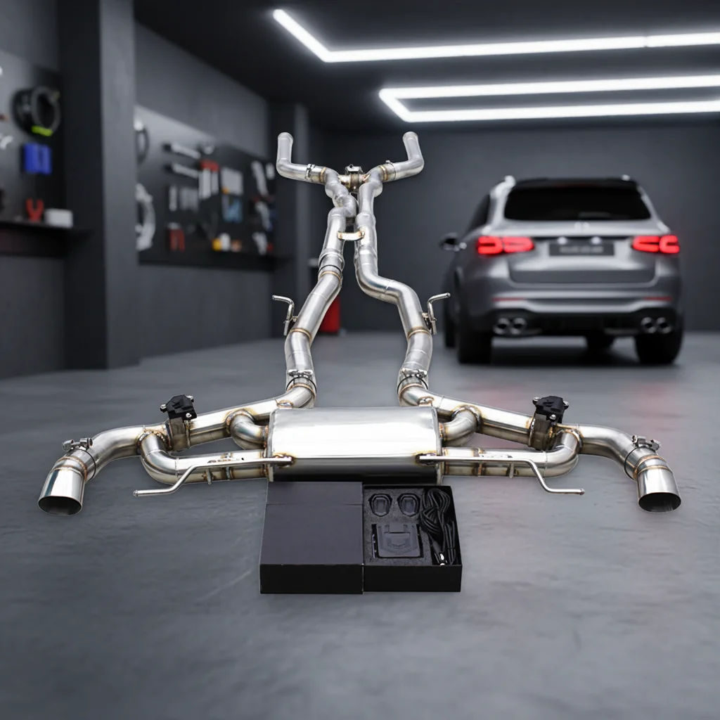 Custom Valvetronic Exhaust System For Mercedes-Benz GLC63 AMG 4.0T 2018-2022 Stainless Steel Pipe Valved Catback Muffler
