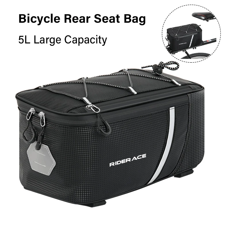 

Сумка на заднее сиденье велосипеда с дождевиком, 5 л, светоотражающая водонепроницаемая сумка большой емкости для горного велосипеда, дорожная сумка для хранения багажника, корзина