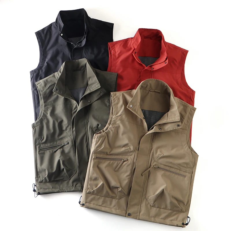 

High-End Men's Outdoor Spring Summer Workwear Waterproof Color Versatile Multi-ket Casual Fiing Hiking Vest