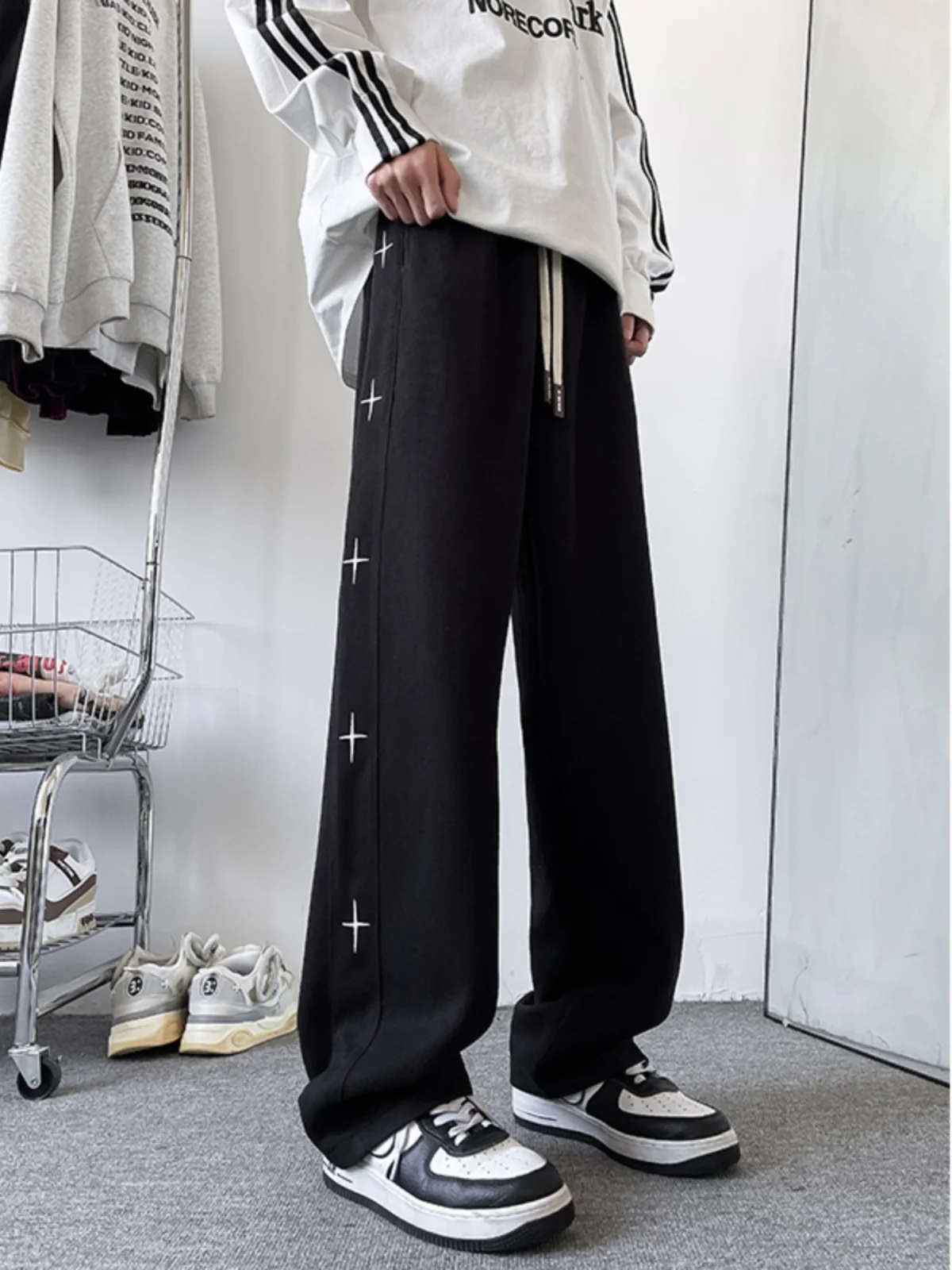 

Мужские спортивные брюки прямого кроя, повседневные, свободные, удобные, в американском ретро-стиле, широкие, длинные, осенняя новинка