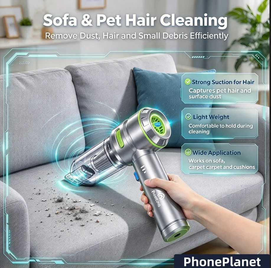 `Brushless Wireless Mini Car Vacuum Cleaner 4-in-1, High-Power Alloy Body Handheld Vacuum Cleaner for Home Sofa Bed Carpet`