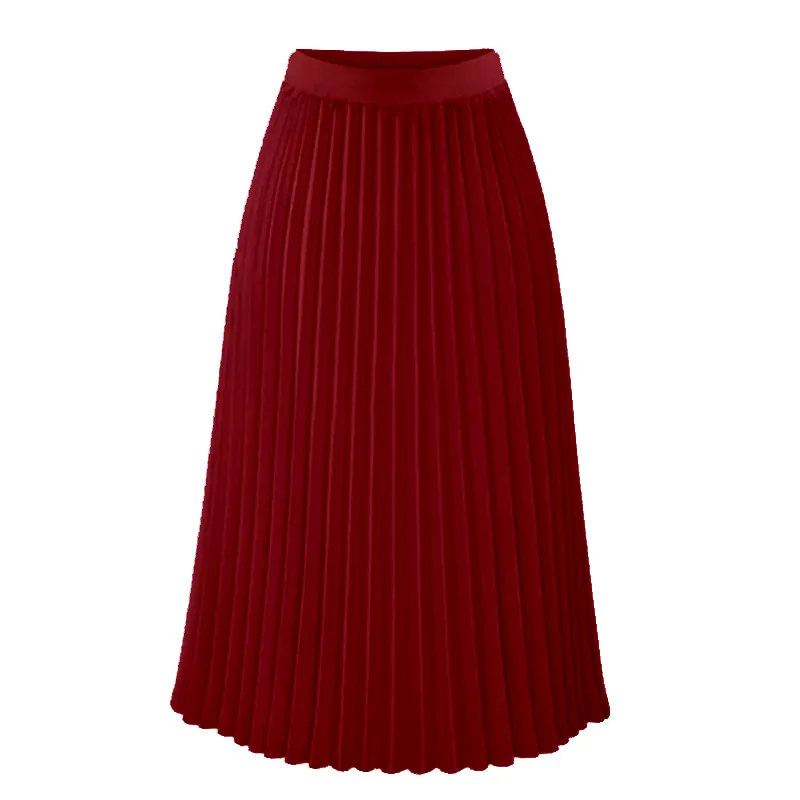 New Women Summer Chiffon Midi Skirt Ruffles Vintage Big Large Plus Sizes Casual Elegant Party Fashion Loose Skirts
