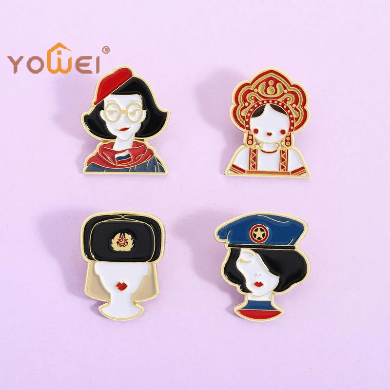 Latest 3/4Pcs Personalized Russian Nesting Doll Shaped Brooch Clip Creative Cartoon Commemorative Metal Jewelry Accessory Badge
