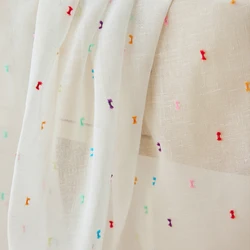 New Rainbow Sugar style Linen Tulle Curtain For Living Room Bedroom  Children room Window Drapes For Home Decor Curtains Contias