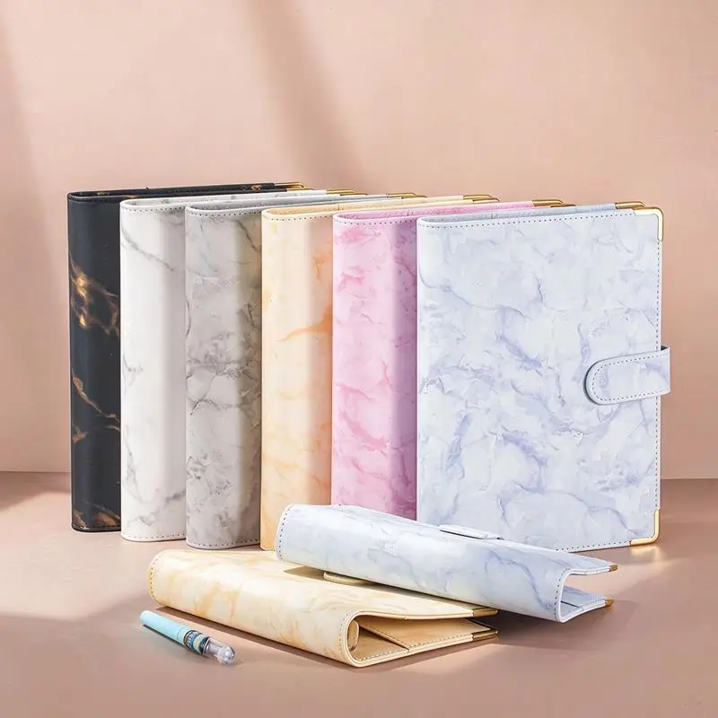 Macaroon Color A6 PU Leather DIY Binder Notebook Cover Diary Agenda Planner Paper Cover School Stationery
