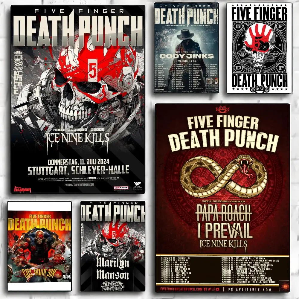 band F-Five Finger Death Punch-H Poster Minimalist Wall Sticker for Cafe Office Bar Home Decor and Gift