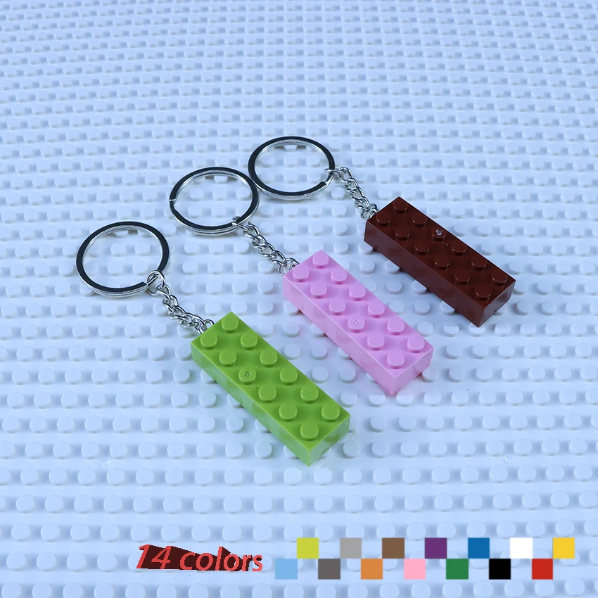 Aquaryta Bricks 2x2 2x3 2x4 2x6 1x4 1x6 Key Chain Building Block Toy For Children Christmas Gift Keychain Mixed Colors 30pcs/lot